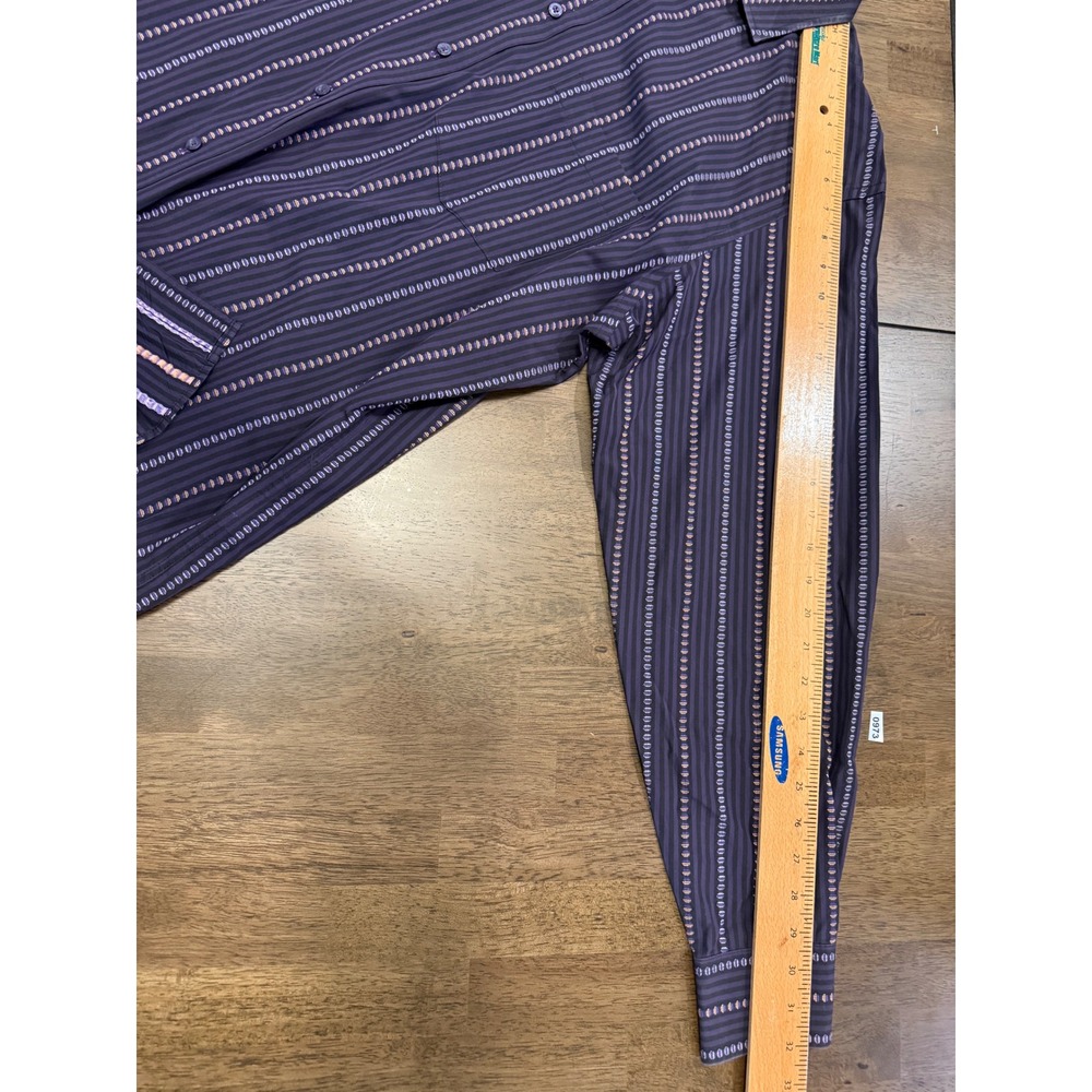 Bugatchi Uomo‎ Mens XL Purple Black Striped Embroidered Long Sleeve Button Shirt - Picture 5 of 8